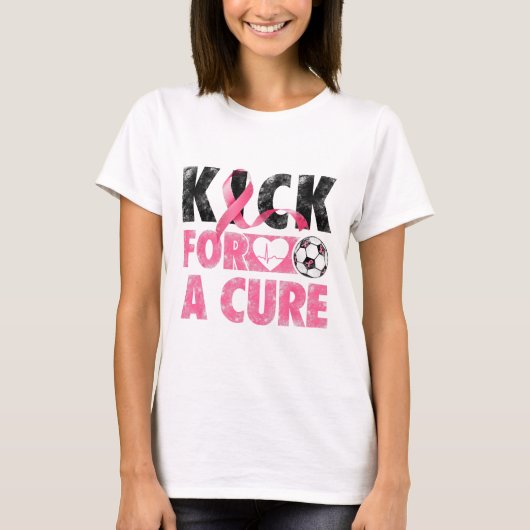 Kick for a heiure Breast Cancer Awareness Pink Rib T-Shirt (Vorderseite)
