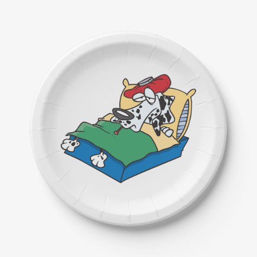 Kick Hund in Bed Pappteller (Vorderseite)