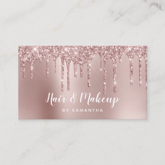 Kick Kupfer Rose Gold Glitzer Tropfen Haar und Sch Visitenkarte (Vorderseite)