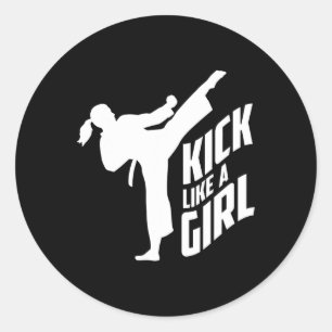 Kick like a Girl-karate Kickboxing Girl Runder Aufkleber