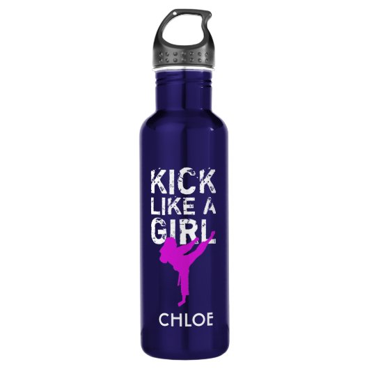 Kick Like a Girl Karate Martial Arts Edelstahlflasche (Vorderseite)