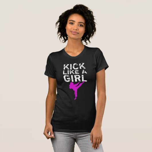 Kick Like a Girl - Karate Martial Arts T - Shirt (Vorne ganz)