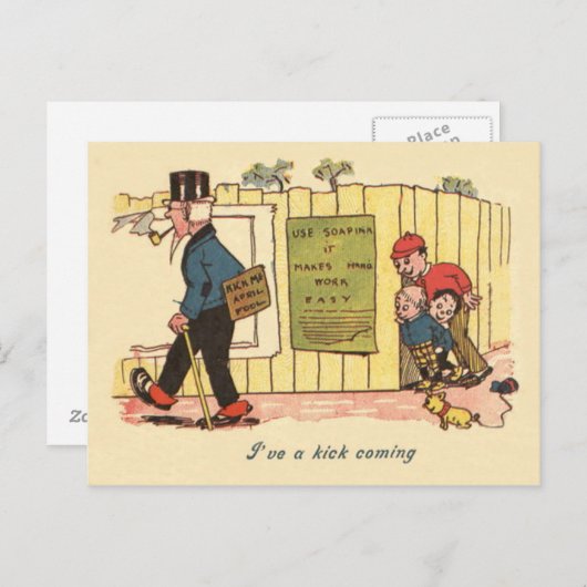 Kick Me Sign Prank Children Old Man Postkarte (Vorne/Hinten)
