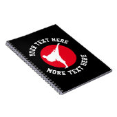 Kick-Silhouette mit Kick-Kick-Linie für Kampfkunst Notizblock (Rechte Seite)