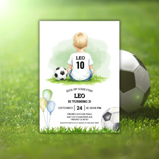 Kick up some fun Soccer Ball Boys Birthday Party I Einladung
