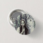 Kickapoo Indian Brujah White Wolf Originalkunst Button (Vorne & Hinten)