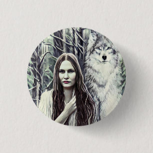 Kickapoo Indian Brujah White Wolf Originalkunst Button