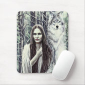 Kickapoo Indian Brujah White Wolf Originalkunst Mousepad (Mit Mouse)