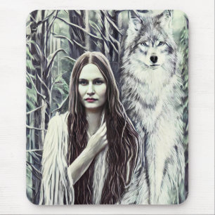 Kickapoo Indian Brujah White Wolf Originalkunst Mousepad