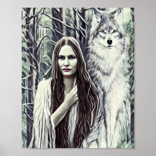 Kickapoo Indian Brujah White Wolf Originalkunst Poster (Vorne)