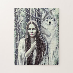 Kickapoo Indian Brujah White Wolf Originalkunst Puzzle