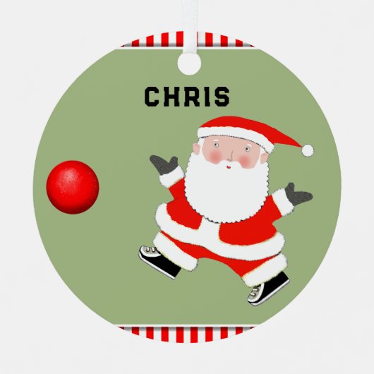 Kickball Player Holiday Gift Ornament Aus Metall (Vorderseite)