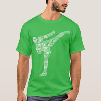 Kickboing Silhouette Wortwolke Taekwondo Karate Fi T-Shirt