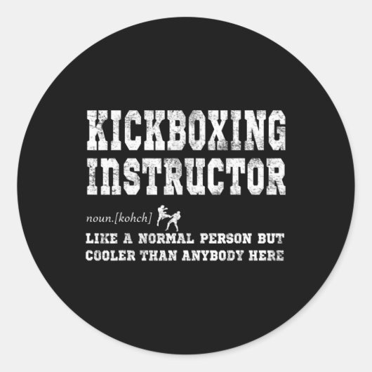Kickbox-Lehrer-Definitionsgeschenk Runder Aufkleber (Vorderseite)