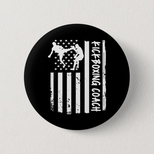 Kickbox-Trainer USA-Flagge Frauen Kinder Männer Button (Vorderseite)