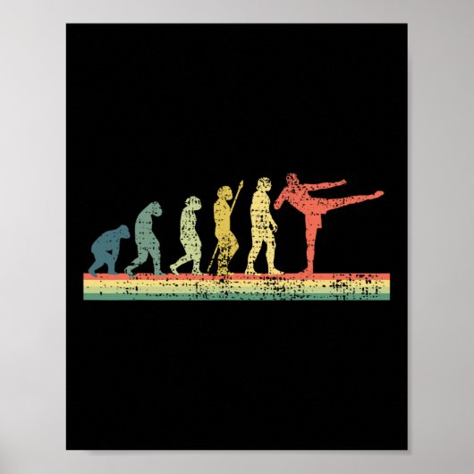 Kickboxen Evolution Lustiges Geschenk T-Shirt Kick Poster (Vorne)