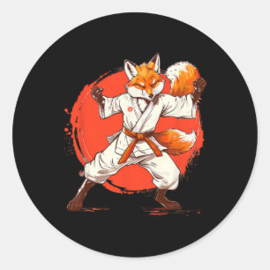 Kickboxen Fox Taekwondo Karate Mma Lustig Martial Runder Aufkleber