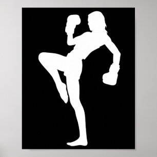Kickboxen Frauen ist auffallendes Silhouette-Desig Poster