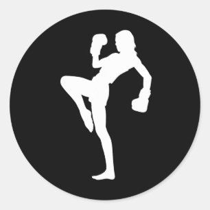 Kickboxen Frauen ist auffallendes Silhouette-Desig Runder Aufkleber