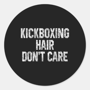Kickboxen Haare sind egal Lustiger Kickboxer Marti Runder Aufkleber
