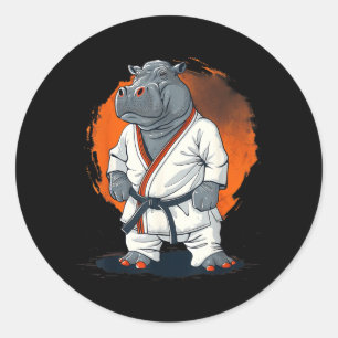 Kickboxen-Hippo-Taekwondo-Karate-MMA-Lustig Runder Aufkleber