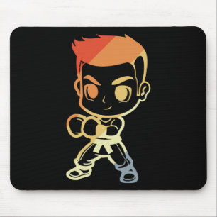 Kickboxen Jungen Cartoon-Ansicht Kickboxer Karate  Mousepad