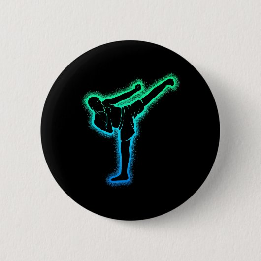 Kickboxen Karate Kickboxer Taekwondo Kinder Männer Button (Vorderseite)