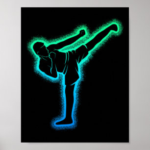 Kickboxen Karate Kickboxer Taekwondo Kinder Männer Poster