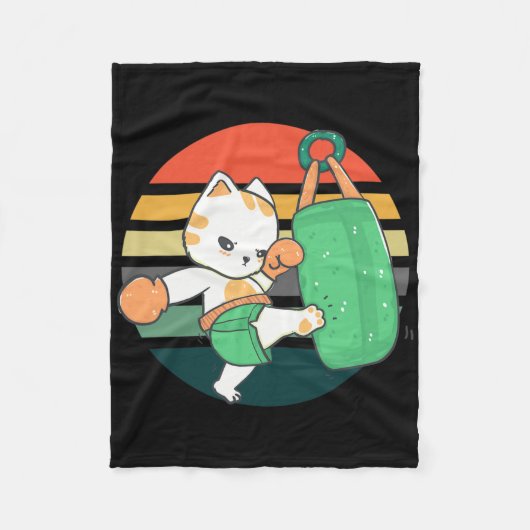 Kickboxen Katze Männer Frauen Kinder Fleecedecke (Vorderseite)