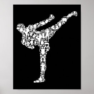 Kickboxen Kickboxer Karate Jungen Kinder Männer Poster