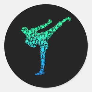 Kickboxen Kickboxer Karate Kinder Jungen Männer  Runder Aufkleber