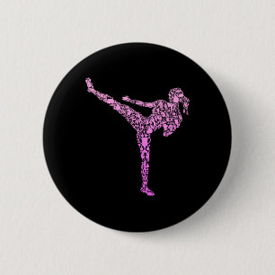 Kickboxen Kickboxer Karate Mädchen Kinder Frauen Button