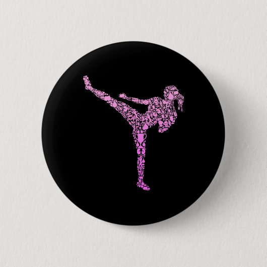 Kickboxen Kickboxer Karate Mädchen Kinder Frauen Button (Vorderseite)