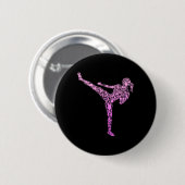 Kickboxen Kickboxer Karate Mädchen Kinder Frauen Button (Vorne & Hinten)