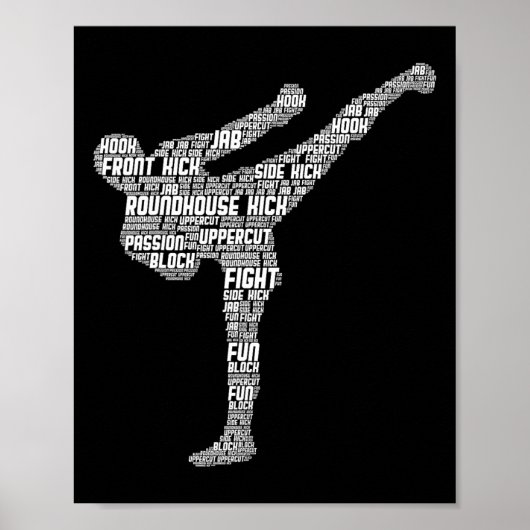Kickboxen Kickboxer Karate Männer Kinder Jungen Poster (Vorne)