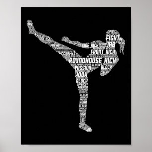 Kickboxen Kickboxer Taekwondo Karate Mädchen Fraue Poster