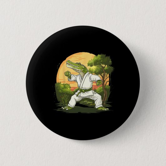 Kickboxen Krokodil Taekwondo Karate Mma Lustig Ma Button (Vorderseite)