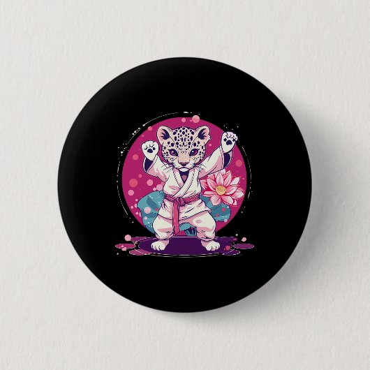 Kickboxen Leopard Taekwondo Karate Mma Kampfsport Button (Vorderseite)