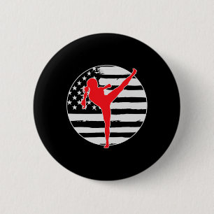 Kickboxen Mädchen USA-Flagge 4. Juli Button