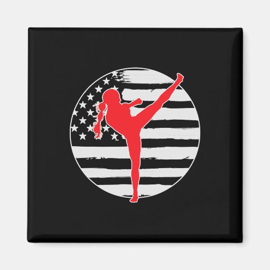 Kickboxen Mädchen USA Flagge 4. Juli Magnet (Vorne)