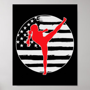 Kickboxen Mädchen USA-Flagge 4. Juli Poster
