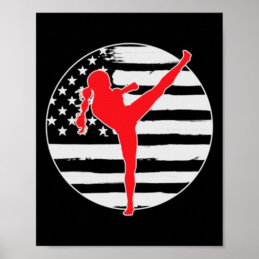 Kickboxen Mädchen USA-Flagge 4. Juli Poster (Vorne)