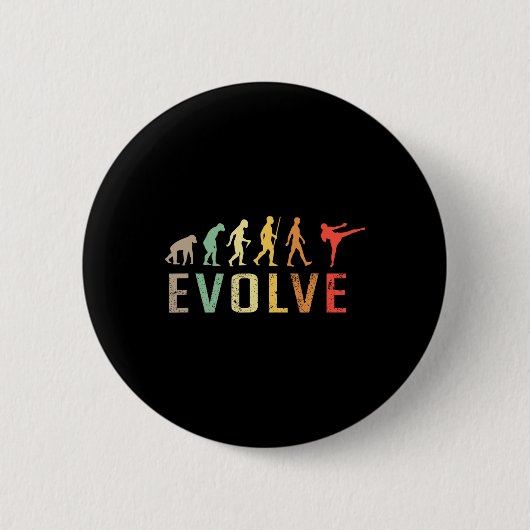 Kickboxen Muay-thai Evolution Vintage Lustiges Des Button (Vorderseite)