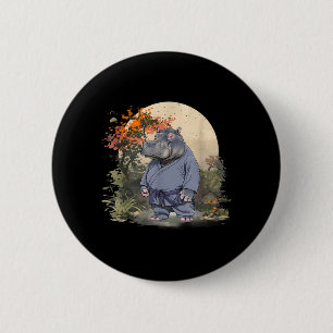 Kickboxen Nilpferd Kampfsport Karate Jiu-Jitsu MMA Button