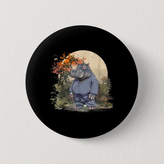 Kickboxen Nilpferd Kampfsport Karate Jiu-Jitsu MMA Button (Vorderseite)