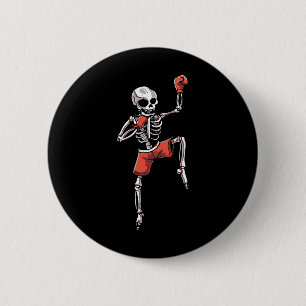 Kickboxen Skelett Kickboxer Kampfsport Halloween Button