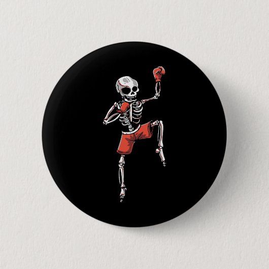 Kickboxen Skelett Kickboxer Kampfsport Halloween Button (Vorderseite)