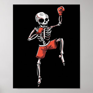 Kickboxen Skelett Kickboxer Kampfsport Halloween Poster