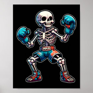 Kickboxen Skelett Kickboxer Muay Thai Mma Kämpfer Poster