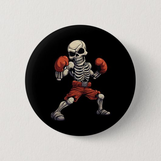 Kickboxen Skelett Lustiger Kickboxer Boxen  Button (Vorderseite)